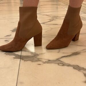 Seude tan sock booties